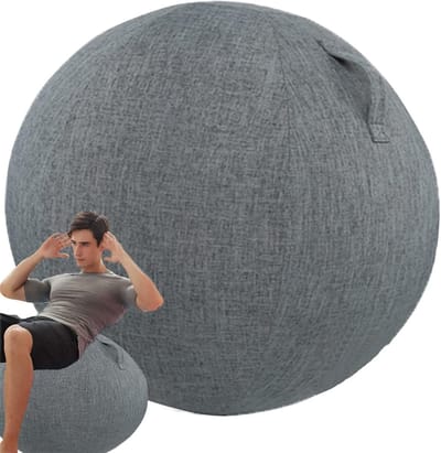 Oefenbalhoes - Zitbal Kantoorhoes - Fitness Pilates Yoga - Met Ingebouwde Ring - 75cm - Donkergrijs