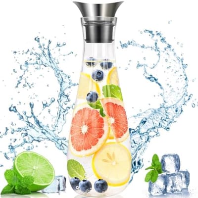PromoHome Glazen Waterkan 1,5 Liter - Stofdicht Deksel & Hittebestendig
