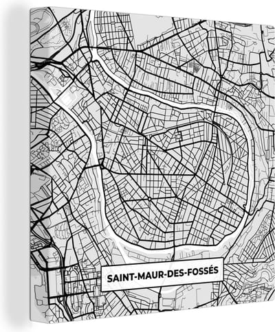 Canvas Schilderij Plattegrond - Saint-Maur-des-Fossés - Stadskaart - Kaart - Frankrijk - 20x20 cm - Wanddecoratie