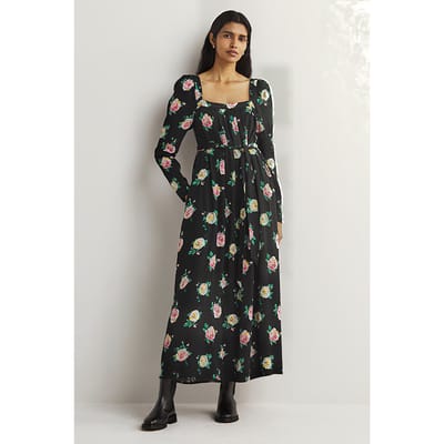 Boden Square Neck Maxi Dress Blk Maat: 6P | Maxi Jurken Outlet | Dames