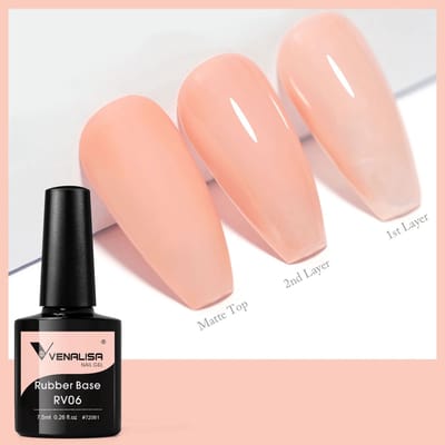 Venalisa Rubber Base UV Gellak Peach Pink - 7.5 ml - RV06 - Rubber Base Coat - Rubber Base Gel - Rubber Base Gellac - Venalisa Gellak - Gellak Nagellak