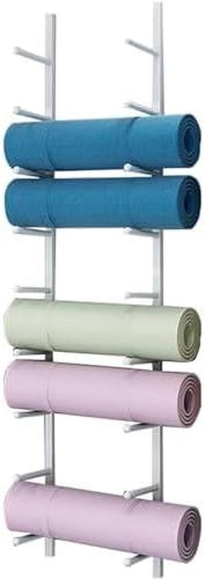 Yogamathouder Rek - Opberger Matten - Sportspullen Organiseren - 9 Lagen Ontwerp - 155 cm Hoog - Wit