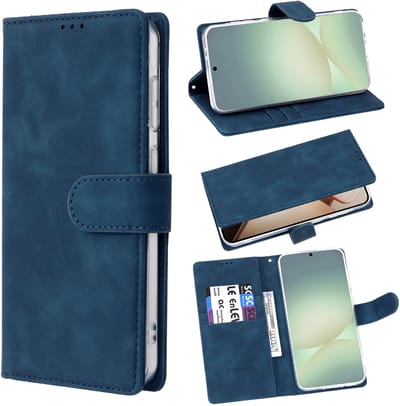 Casemania Hoesje Geschikt voor Samsung Galaxy A56 - Navy Blue - Kunstleer Portemonnee Book Case met Pasjeshouder en Ingebouwde Standaard - Blauw