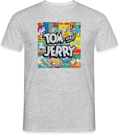 Tom And Jerry Logo Met Vintage Cover Collage T-Shirt Heren