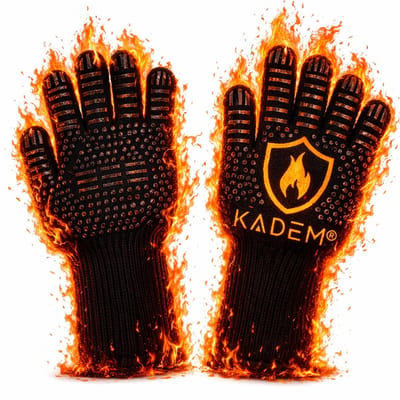 Thijox - Ovenhandschoenen Grillhandschoenen Hittebestendig tot 800 °C | Vuurvast Antislip | Hittebescherming Goud L/XL voor Keuken, BBQ en Koken