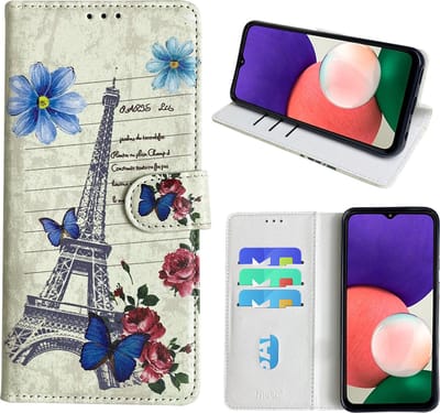 Hoesje geschikt voor Samsung Galaxy A22 Bookcase met Eiffel Toren /Parijs