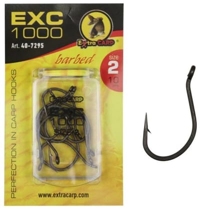 EXC '1000' Karper Haken - Haakmaat #2 - 10 stuks - Barbed - Karper Haak - Carp Hooks - Karper Rigs