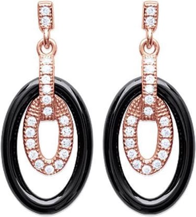Amanto Oorbellen Flavia - 925 Zilver Roséverguld - 10x25mm