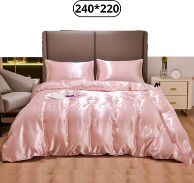 Livano Satijnen Dekbedovertrek - Fleece Dekbedovertrek - Pluche - Dekbed - Deken - Inclusief Kussens - Roze 240x220cm