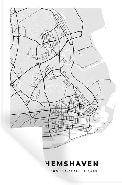 Muurstickers - Sticker Folie - Stadskaart - Plattegrond - Kaart - Wilhemshaven - Duitsland - 20x30 cm - Plakfolie - Muurstickers Kinderkamer - Zelfklevend Behang - Zelfklevend behangpapier - Stickerfolie