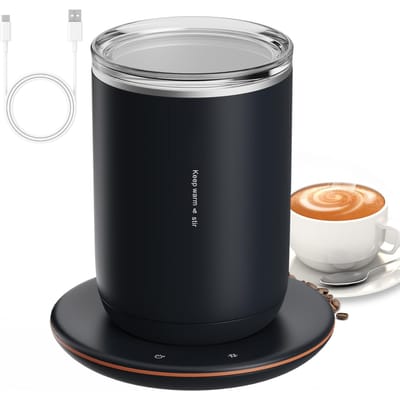 Tasse à café auto-agitatrice 2 en 1 Chauffe-tasse à température constante 55 °C / 131 °F 10 W Remuage automatique magnétique noir