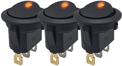 ProRide Wipschakelaar ON-OFF KCD2-12 - 3 pins - Rond - 12V/20A - LED indicator Oranje - 3 stuks