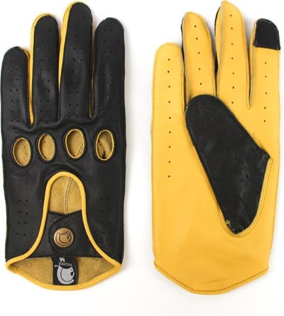Gladiator racing leren motor & autohandschoenen deep black | zwart & geel | dames & heren | maat S