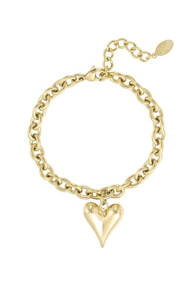 Bijoutheek Armband (Sieraad) Hart Schakel Ketting Goud