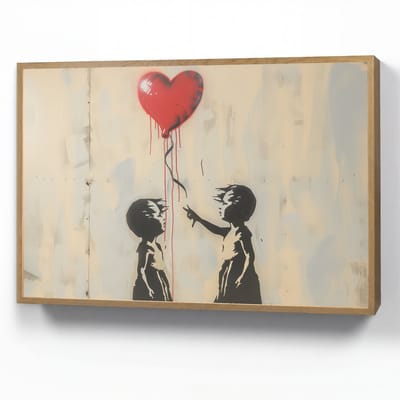 Wandlamp 90x60 cm - Oplaadbaar - Street art - Banksy - Ballon - Graffiti - Hart - Wandlampen binnen woonkamer - Slaapkamer lamp - Decoratieve nachtlamp - Vloerlamp draadloos