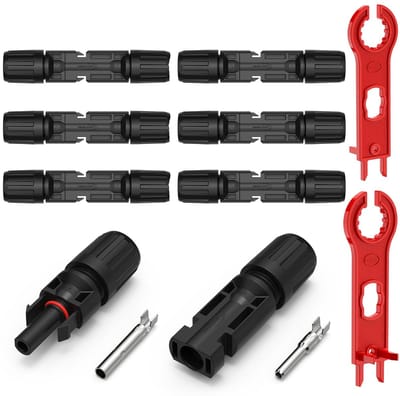 Zonneconnectoren Set - PV Stekkers - Zonnepanelen Koppelen - IP67 Waterdicht - 4-6mm² Kabel - Zwart