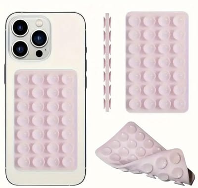 4SMH® Roze Zuignap Sticker Telefoon – Dubbelzijdige Telefoonhouder – 24 Zuignappen – 8 x 5,5 cm – Herbruikbaar – Voor Spiegel & Glas