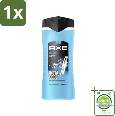 1 x Axe XL - 3-in-1 Douchegel - Ice Chill - Icy Menthol - Insta Cool - 400 ml - Douchegel - Axe - Ice Chill - Bevroren Munt - Citroen