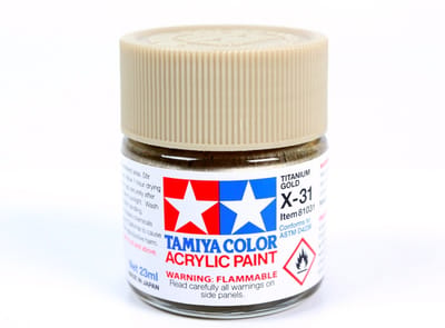 Tamiya Hobbyverf Acrylverf - X-31 Titanium Gold - Gloss - Acryl - 23ml Verf potje - 23 ml