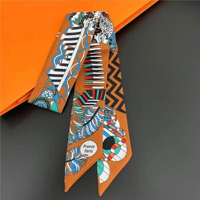 Luxe Design Paardenprint Skinny Zijden Lint Sjaal Dames 5x85cm Haarband Zacht Satijn Dames Foulard Bloemen Hoofdband Tas Nekstrikken 5x85cm gray