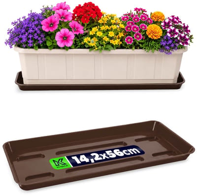 KADAX Bloempotstandaard Bloempotten 60cm Balkondoos Plastic Dienblad - Bruin