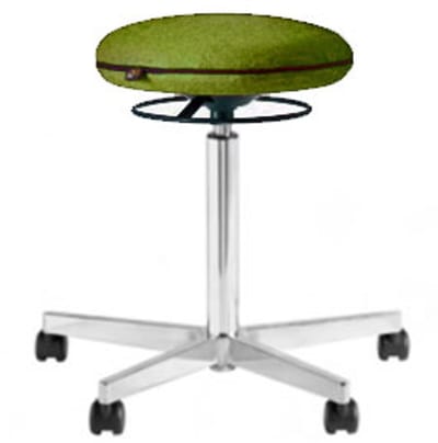 Circle - Ergonomische werkkruk - Zit sta kruk - Blazer Groen - Wielen - Gepolijst Aluminium Voetplaat