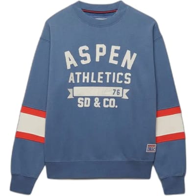 Superdry Aspen Athletics Preppy Ski Sweater Blue Grootte: 38