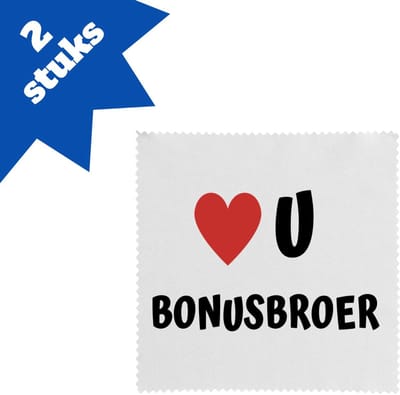 Akyol - love u bonusbroer brillendoekjes - Broer - de liefste broer - verjaardag - cadeautje voor broer - broer artikelen - kado - geschenk - 17,8 bij 17,8 cm - 2 stuks