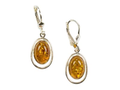 Zilveren oorbellen met sluiting Amber / Barnsteen 925 zilver