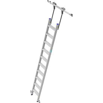 Kastenladder met treden, aluminium, verrijdbaar, 10 treden