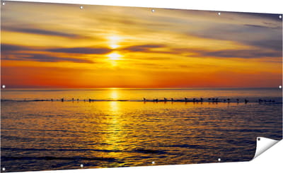 Gards Tuinposter Zonsondergang in de Zee - 200x100 cm - Tuindoek - Tuindecoratie - Wanddecoratie buiten - Tuinschilderij