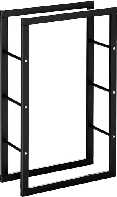 4goodz Houtopslag brandhoutrek 100 kg staal 25x40x100 cm - zwart