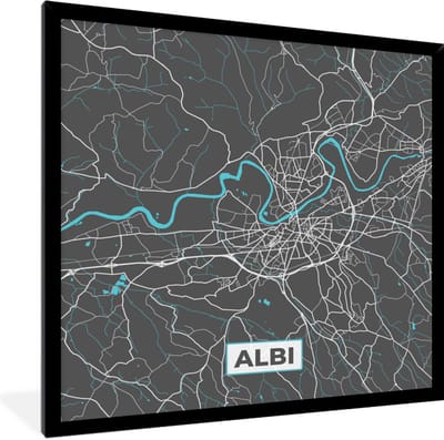 Fotolijst incl. Poster - Albi - Frankrijk - Plattegrond - Stadskaart - Kaart - 40x40 cm - Posterlijst