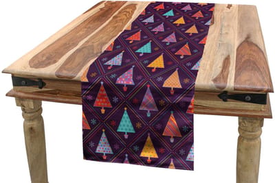ABAKUHAUS Tafelloper – Kerstboom-ruitenpatroon – 40x180 cm, veelkleurig