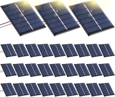 Kleine zonnepanelen - Mini zonnecellen - DIY projecten - Met 2 draden - 30 stuks - Zwart