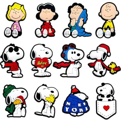 MINISO Grillige Snoopy Cartoon Schoenbedels Decoratieve Accessoires voor PVC Klompsandalen - Anime Geïnspireerde DIY Knutsels Accessoire black