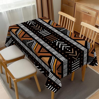 Afrikaans Tribaal Rechthoekig Tafelkleed voor Tafeldecoratie Herbruikbaar Etnisch Geometrische Kunst Keuken Eetkamertafelkleed Feestdecoratie 90x140cm brown