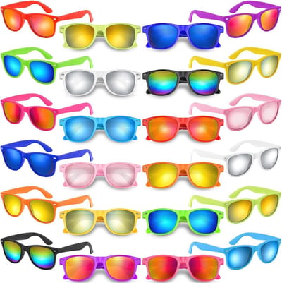 SnelShoppen - Pack Neon Zonnebrillen met Kleurrijke Lenzen in Bulk voor Feest, Strand en Zwembad, 12 Heldere Kleuren, UV400 Bescherming, Duurzaam PP M