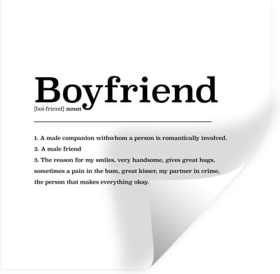 Muurstickers - Sticker Folie - Woordenboek - Boyfriend - Vriend definitie - Spreuken - Quotes - 100x100 cm - Plakfolie - Muurstickers Kinderkamer - Zelfklevend Behang XXL - Zelfklevend behangpapier - Stickerfolie