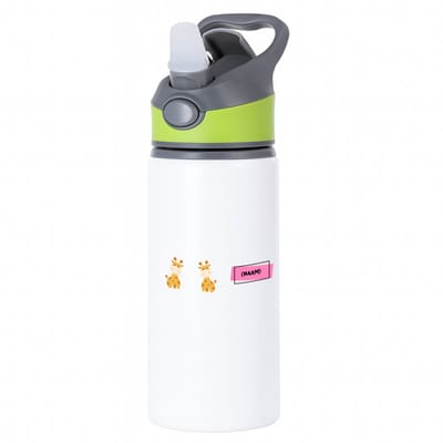 Hacebo® - Giraffen met eigen naam waterfles met rietje groen - Giraffe - dieren liefhebbers - leuke cadeau voor iemand die van houdt van giraffen - verjaardagscadeau - kado - gift - water fles - 650ML