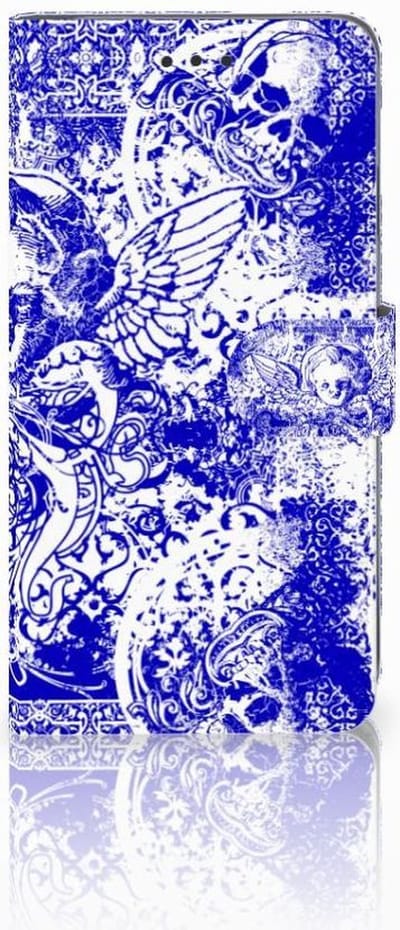 Telefoonhoesje met Naam Apple iPhone Xs Max Angel Skull Blauw
