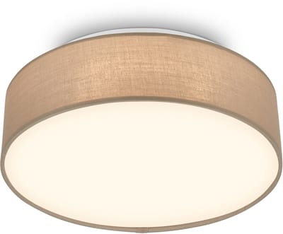 BRILONER Duck - LED Plafondlamp met stoffen kap - warm wit licht - woonkamer verlichting - 16W - Ø30 - taupe