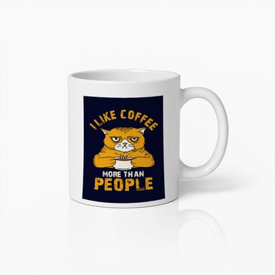 I Like Coffee More Than People Mok 330ml – Grappige Koffiebeker Cadeau voor Kattenliefhebbers, Vrienden & Collega’s