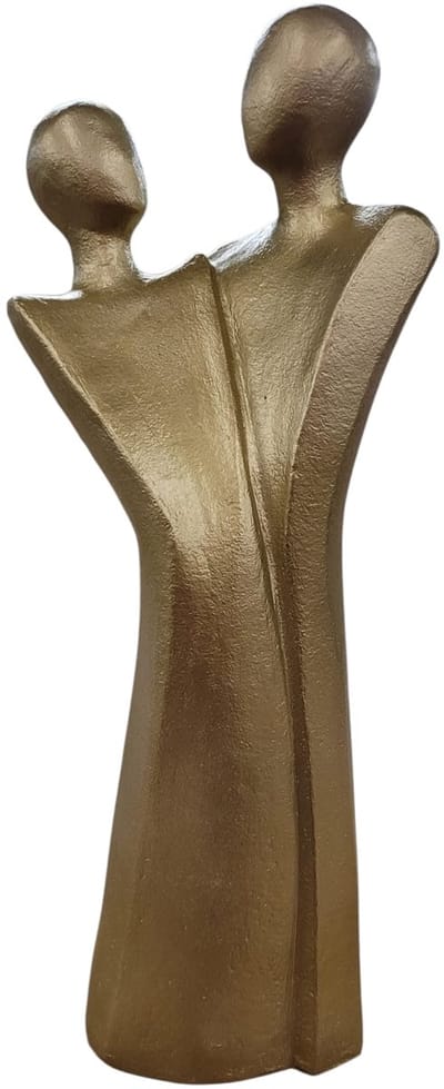 Sculptuur het liefdespaar - handgemaakt - beeld vol liefde 15x10x38 cm - goud - gouden huwelijk