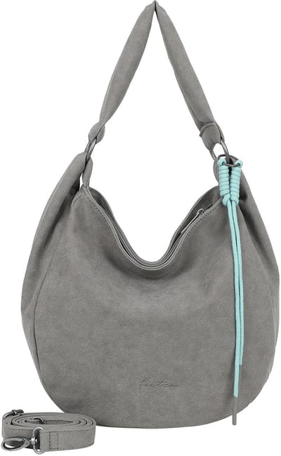 Fritzi aus Preußen schoudertas Sue01 Suede Jacky Hobo Bag Soft Dark Anthra grijs