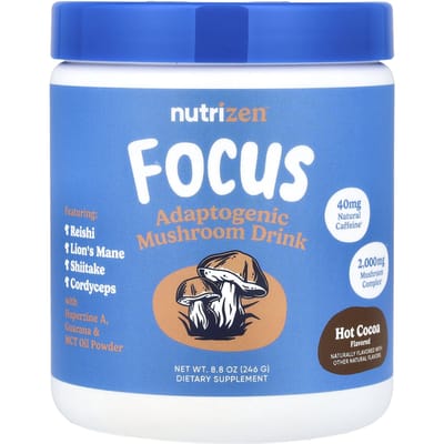 Nutricost, NutriZen™ Focus, Adaptogene Paddenstoelendrank, Warme Chocolade, 8,8 oz (246 gr)