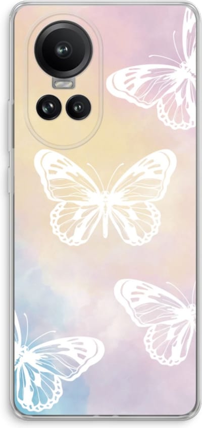 Case Company® - Hoesje geschikt voor Oppo Reno 10 Pro hoesje - White butterfly - Soft Cover Telefoonhoesje - Bescherming aan alle Kanten en Schermrand