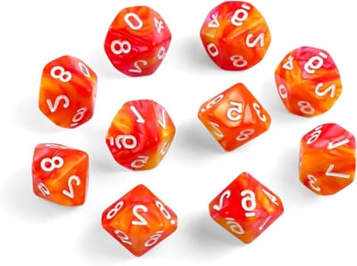 Dobbelstenen Set - Veelvlaks Dobbelstenen - Tafelspellen Spelen - 10 Stuks Inbegrepen - 10 Dobbelstenen - Oranje Geel