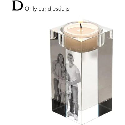 2D Aangepaste Gepersonaliseerde Kaarsenhouder Gegraveerde Heldere Kristallen Kandelaar met Foto Tekst Huisdecoratie Verjaardag Kerstcadeaus