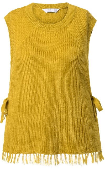 Angel of Style - Dames - Slip-over comfortabele pasvorm zijkanten met strikband - Donker mosterdgeel - Maat 46+